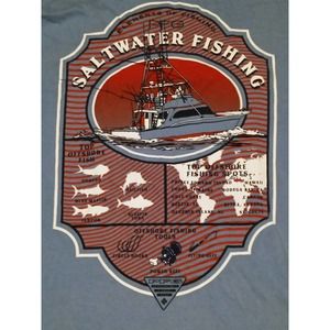 PFG PERFORMANCE FISHING GEAR TShirt Saltwater Fishing Size L Blue Pure 🔥